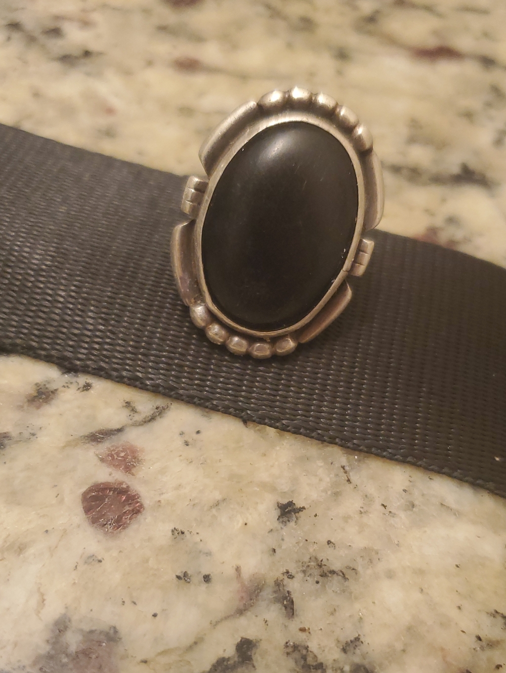 Sterling Silver Black Onyx Oval Statement Ring